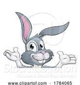 Vector Illustration of Easter Bunny Rabbit Character Peeking Sign by AtStockIllustration