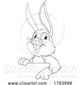 Vector Illustration of Easter Bunny Rabbit Character Peeking Sign by AtStockIllustration