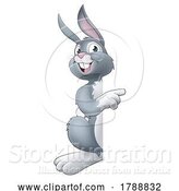 Vector Illustration of Easter Bunny Rabbit Character Peeking Sign by AtStockIllustration