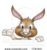 Vector Illustration of Easter Bunny Rabbit Character Peeking Sign by AtStockIllustration