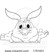 Vector Illustration of Easter Bunny Rabbit Character Peeking Sign by AtStockIllustration