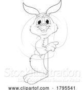 Vector Illustration of Easter Bunny Rabbit Character Peeking Sign by AtStockIllustration