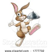 Vector Illustration of Easter Bunny Rabbit Food Tray Cloche Chef by AtStockIllustration