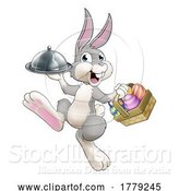 Vector Illustration of Easter Bunny Rabbit Food Tray Cloche Chef by AtStockIllustration