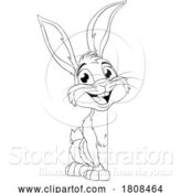 Vector Illustration of Easter Bunny Rabbit Peeking Around Sign by AtStockIllustration