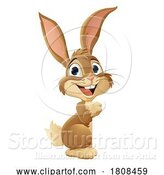 Vector Illustration of Easter Bunny Rabbit Peeking Around Sign by AtStockIllustration