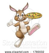 Vector Illustration of Easter Bunny Rabbit Pizza Restaurant Chef by AtStockIllustration
