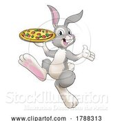 Vector Illustration of Easter Bunny Rabbit Pizza Restaurant Chef by AtStockIllustration