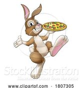 Vector Illustration of Easter Bunny Rabbit Pizza Restaurant Chef by AtStockIllustration