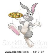 Vector Illustration of Easter Bunny Rabbit Pizza Restaurant Chef by AtStockIllustration