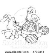 Vector Illustration of Easter Eggs Bunny and Chick Coloring Book by AtStockIllustration