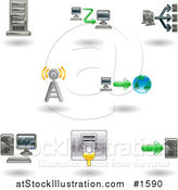 Vector Illustration of Eight Shiny Computer Icons by AtStockIllustration