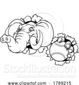 Vector Illustration of Elephant Baseball Ball Sports Animal Mascot by AtStockIllustration