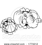 Vector Illustration of Elephant Basketball Ball Sports Animal Mascot by AtStockIllustration