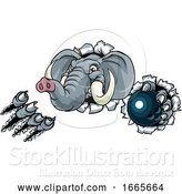 Vector Illustration of Elephant Bowling Ball Sports Animal Mascot by AtStockIllustration