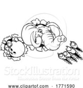 Vector Illustration of Elephant Bowling Ball Sports Animal Mascot by AtStockIllustration