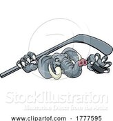 Vector Illustration of Elephant Ice Hockey Player Animal Sports Mascot by AtStockIllustration