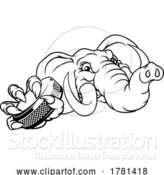 Vector Illustration of Elephant Ice Hockey Player Animal Sports Mascot by AtStockIllustration