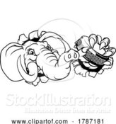 Vector Illustration of Elephant Ice Hockey Player Animal Sports Mascot by AtStockIllustration