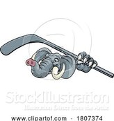 Vector Illustration of Elephant Ice Hockey Player Animal Sports Mascot by AtStockIllustration