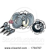 Vector Illustration of Elephant Pool 8 Ball Billiards Mascot by AtStockIllustration