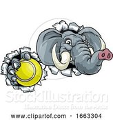 Vector Illustration of Elephant Tennis Ball Sports Animal Mascot by AtStockIllustration