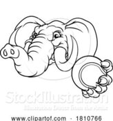 Vector Illustration of Elephant Tennis Ball Sports Animal Mascot by AtStockIllustration