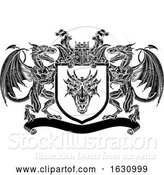 Vector Illustration of Emblem Shield Dragon Heraldic Crest Coat of Arms by AtStockIllustration