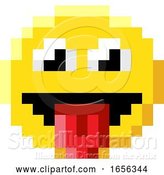 Vector Illustration of Emoticon Face Pixel Art 8 Bit Video Game Icon by AtStockIllustration