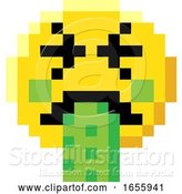 Vector Illustration of Emoticon Face Pixel Art 8 Bit Video Game Icon by AtStockIllustration