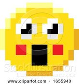 Vector Illustration of Emoticon Face Pixel Art 8 Bit Video Game Icon by AtStockIllustration