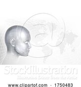 Vector Illustration of Face Map Technology Cyber Digital AI Background by AtStockIllustration