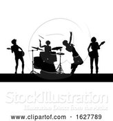 Vector Illustration of Female Music Band Concert Silhouettes by AtStockIllustration