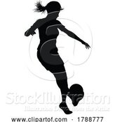 Vector Illustration of Female Soccer Football Player Lady Silhouette by AtStockIllustration