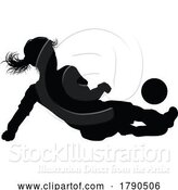 Vector Illustration of Female Soccer Football Player Lady Silhouette by AtStockIllustration