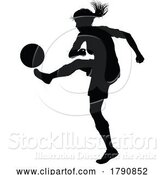 Vector Illustration of Female Soccer Football Player Lady Silhouette by AtStockIllustration