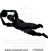 Vector Illustration of Female Soccer Football Player Lady Silhouette by AtStockIllustration