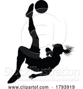 Vector Illustration of Female Soccer Football Player Lady Silhouette by AtStockIllustration