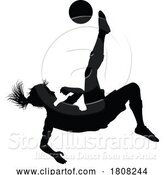 Vector Illustration of Female Soccer Football Player Lady Silhouette by AtStockIllustration