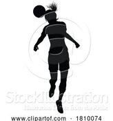 Vector Illustration of Female Soccer Football Player Lady Silhouette by AtStockIllustration