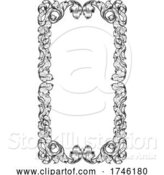 Vector Illustration of Filigree Heraldry Leaf Pattern Floral Border Frame by AtStockIllustration