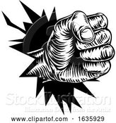 Vector Illustration of Fist Hand Breaking Background or Wall by AtStockIllustration