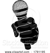 Vector Illustration of Fist Hand Holding Mic Microphone Icon by AtStockIllustration