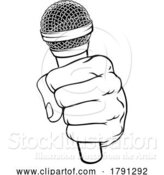 Vector Illustration of Fist Hand Holding Mic Microphone Icon by AtStockIllustration