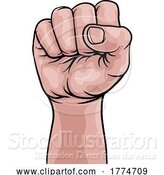 Vector Illustration of Fist Hand Raised up Punch Comic Pop Art by AtStockIllustration