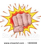 Vector Illustration of Fist Punch Hand Comic Pop Art Explosion by AtStockIllustration