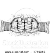 Vector Illustration of Fists Punching Vintage Woodcut Style Concept by AtStockIllustration