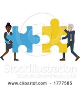 Vector Illustration of Fitting Jigsaw Puzzle Pieces Together Concept by AtStockIllustration