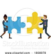 Vector Illustration of Fitting Jigsaw Puzzle Pieces Together Concept by AtStockIllustration