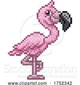 Vector Illustration of Flamingo Bird Pixel Art Video Game Animal by AtStockIllustration